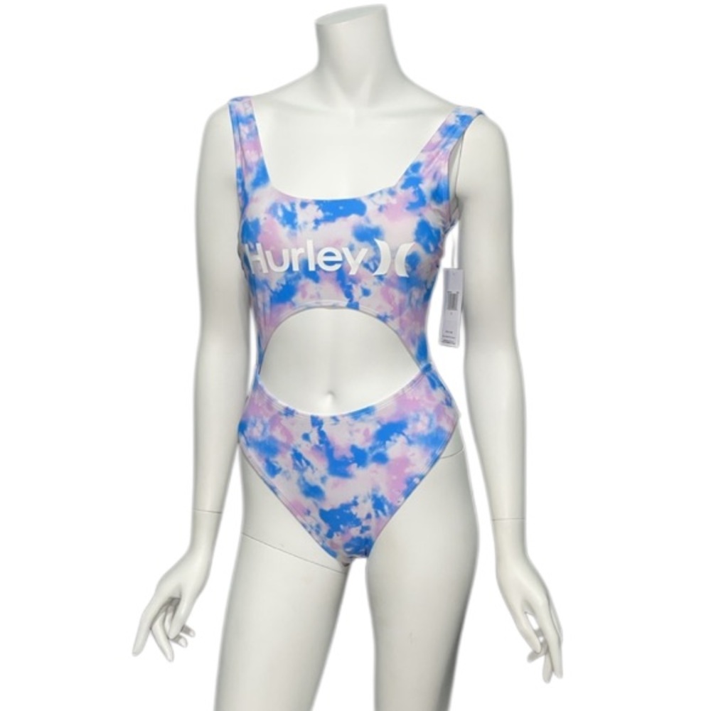NWT Hurley Logo Tie Dye Cut Out Monokini One Piece Swimsuit Small